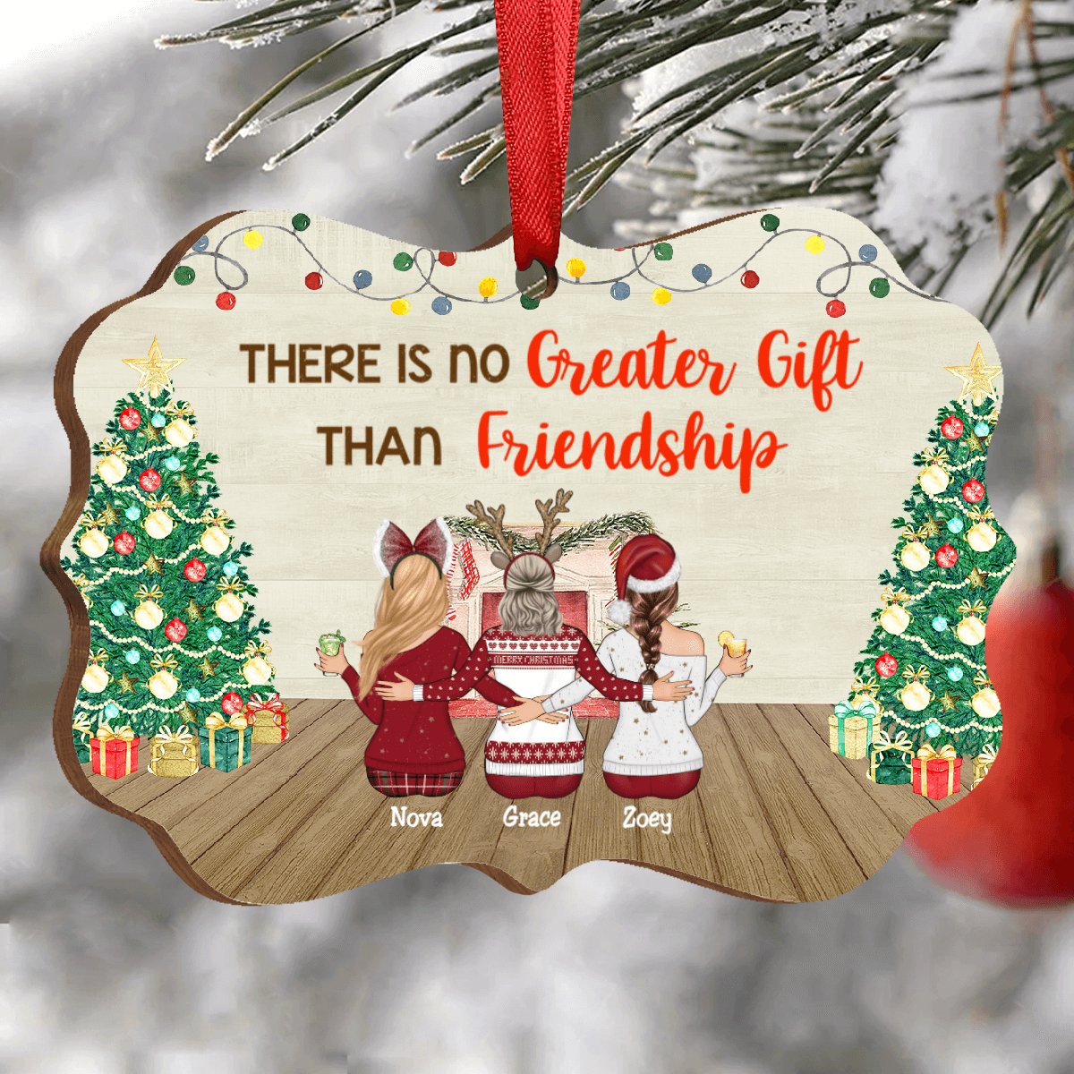 Besties - There Is No Greater Gift Than Friendship - Personalized Christmas Acrylic Ornament - Makezbright Gifts