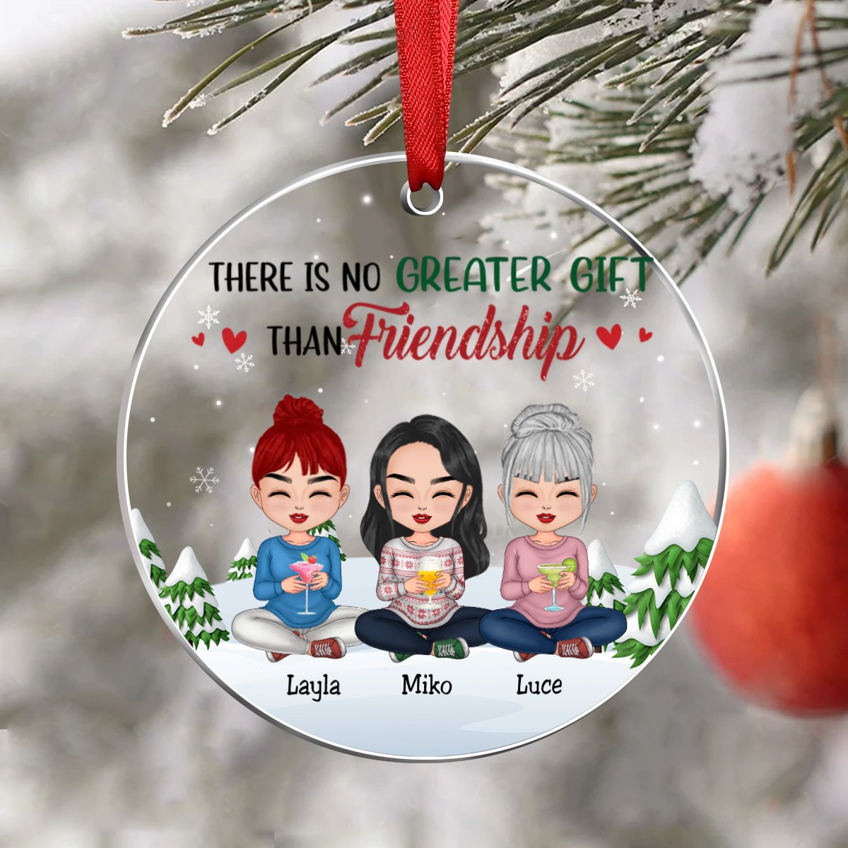 Besties - There Is No Greater Gift Than Friendship - Personalized Transparent Ornament (Ver 2) - Makezbright Gifts