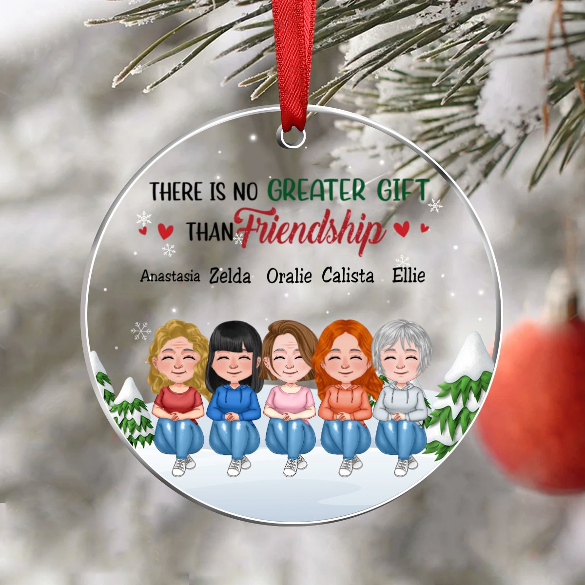 Besties - There Is No Greater Gift Than Friendship - Personalized Transparent Ornament (Ver 4) - Makezbright Gifts