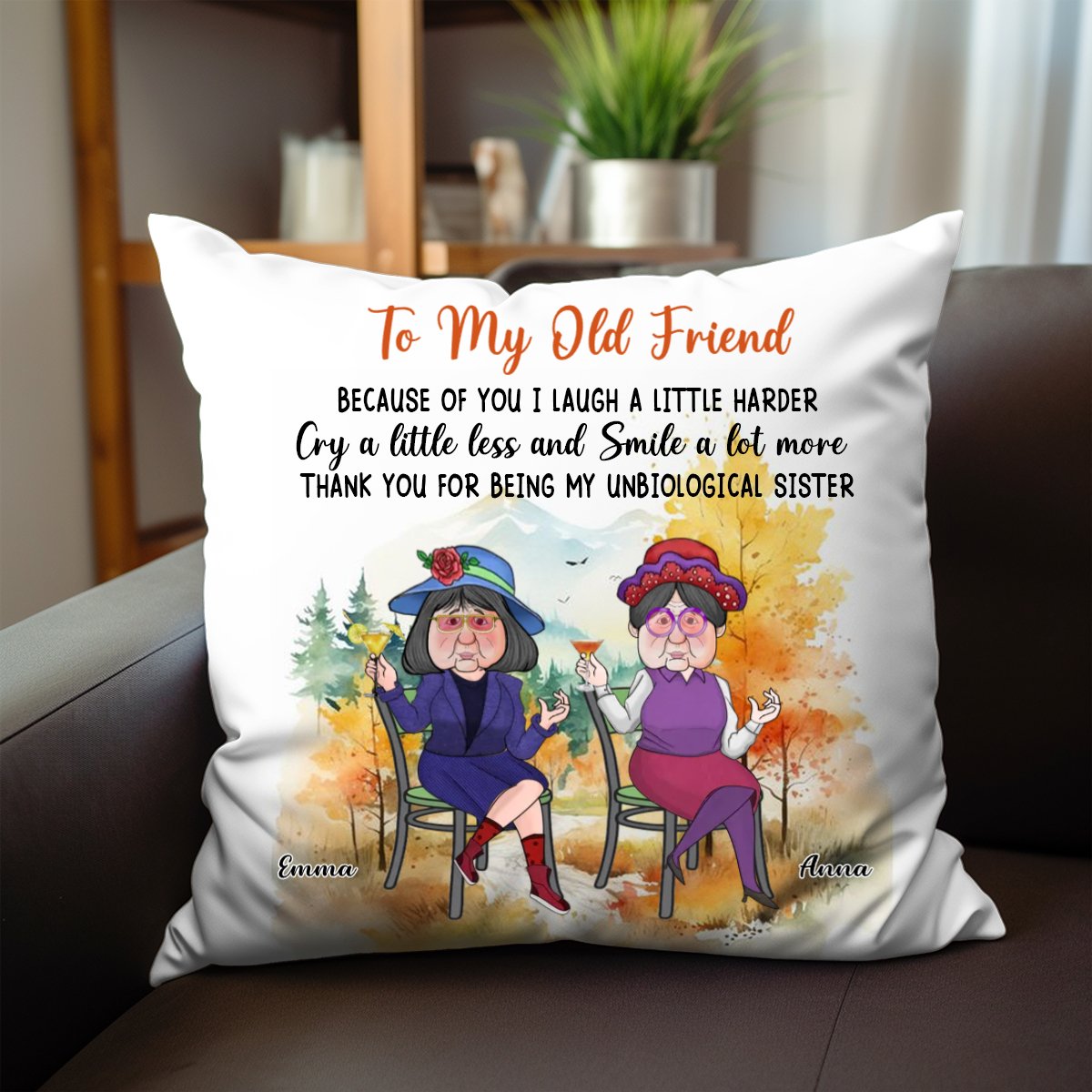 Besties - To My Old Friend Autumn - Personalized Pillow (TB) - Makezbright Gifts