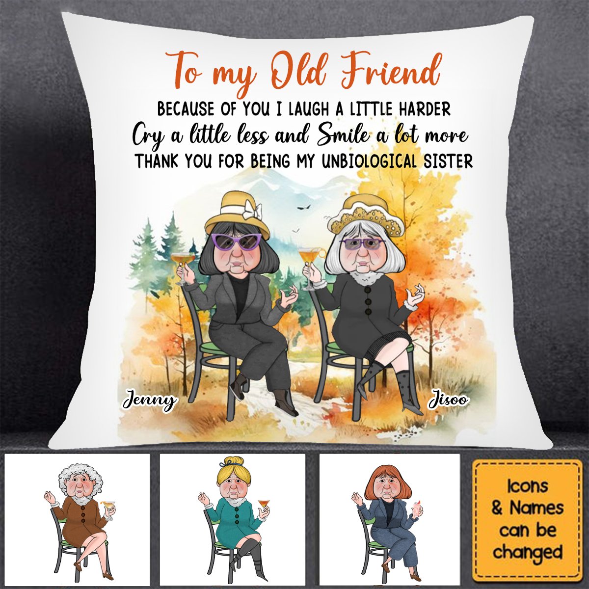 Besties - To My Old Friend Autumn - Personalized Pillow (TB) - Makezbright Gifts