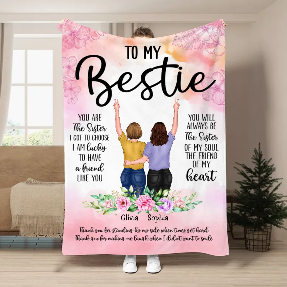 Besties - You Are The Sister I Got Choose - Personalized Blanket - Makezbright Gifts