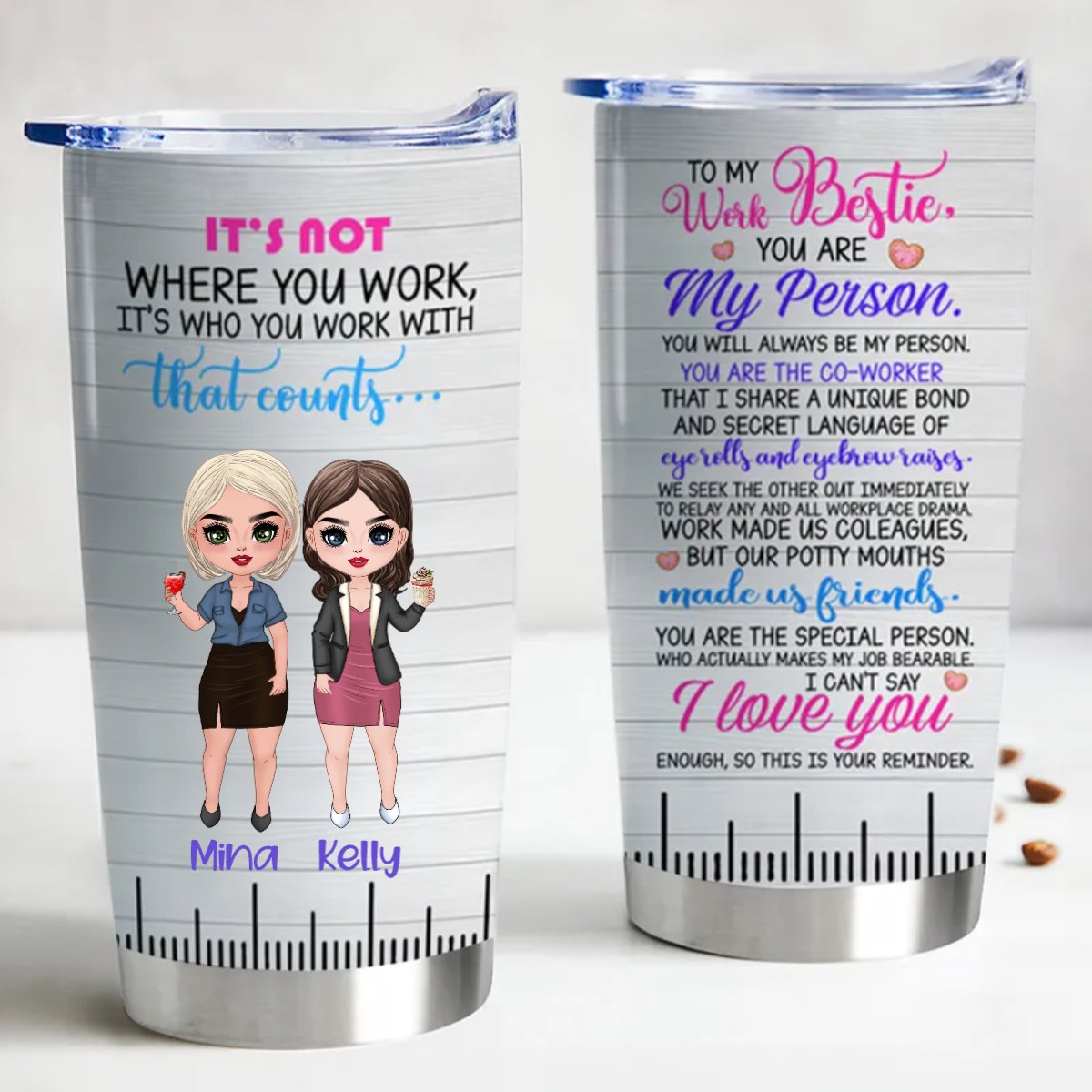 Besties - You're My Person - Personalized Tumbler - Birthday Gift For Besties, BFF, Sisters, Sistas, Co - workers - Makezbright Gifts