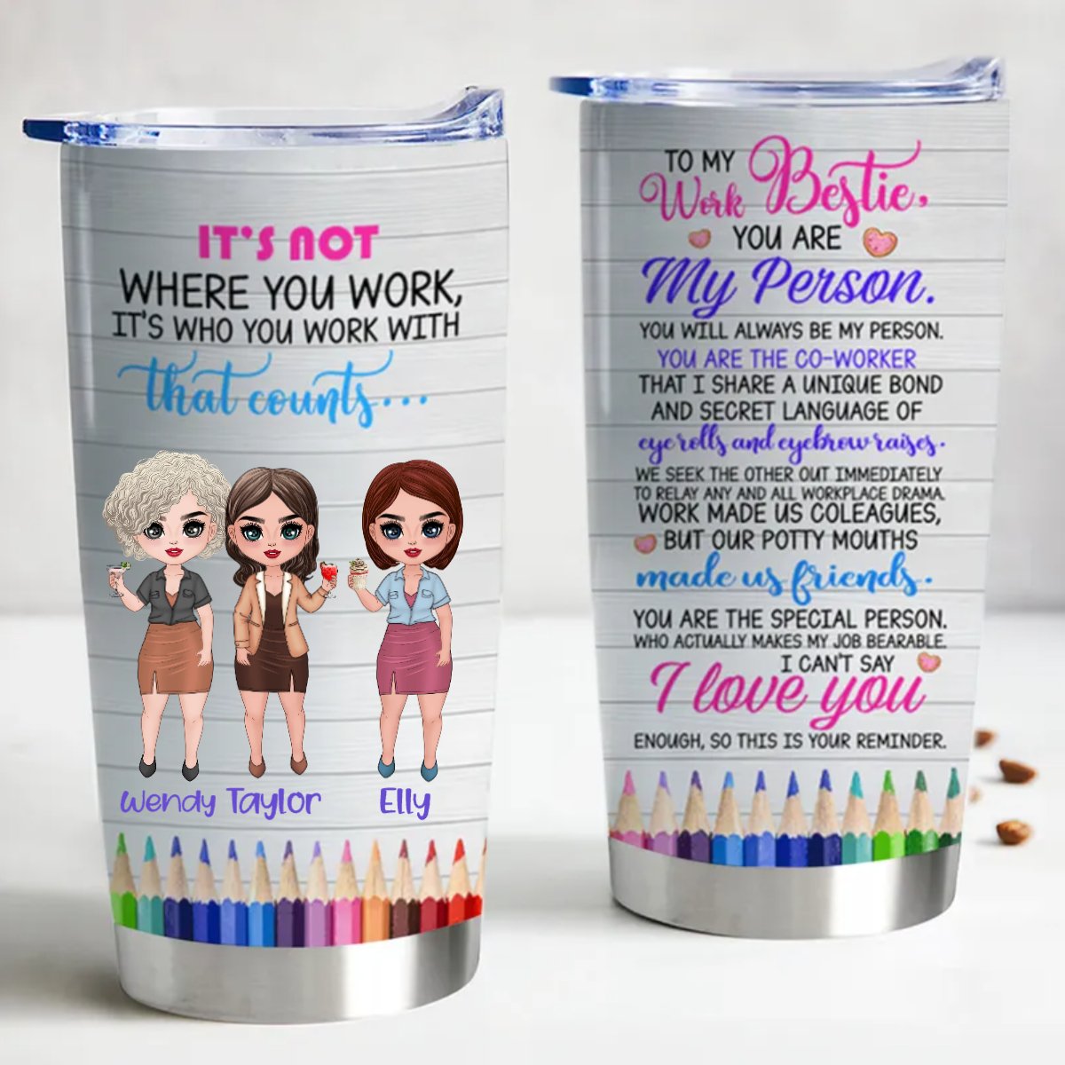 Besties - You're My Person - Personalized Tumbler - Birthday Gift For Besties, BFF, Sisters, Sistas, Co - workers - Makezbright Gifts