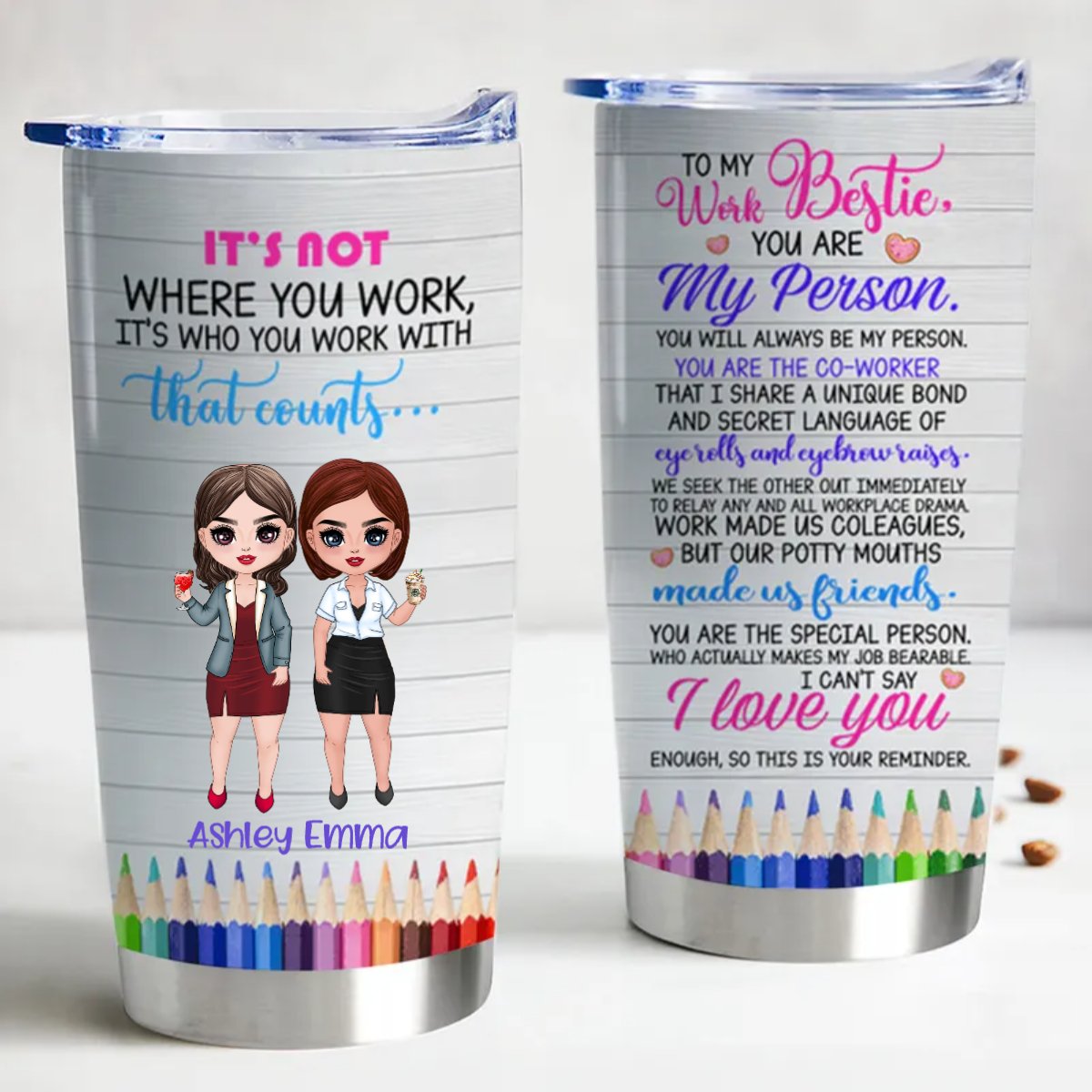 Besties - You're My Person - Personalized Tumbler - Birthday Gift For Besties, BFF, Sisters, Sistas, Co - workers - Makezbright Gifts