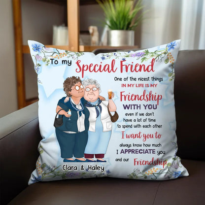 Beties - Old Friend How Much I Appreciate You - Personalized Pillow (TB) - Makezbright Gifts