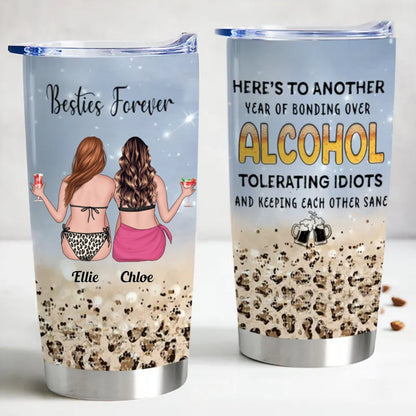 Bonding Beyond Booze - Personalized Stainless Steel Tumbler - Gift for Best Friends, Sisters, Soul Sisters - Makezbright Gifts