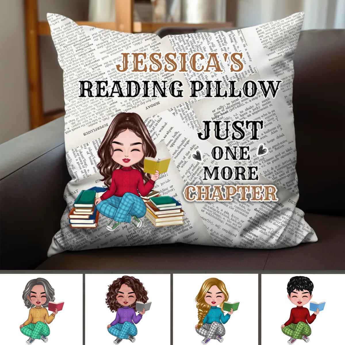 Book Lovers - Just One More Chapter - Personalized Pillow - Makezbright Gifts