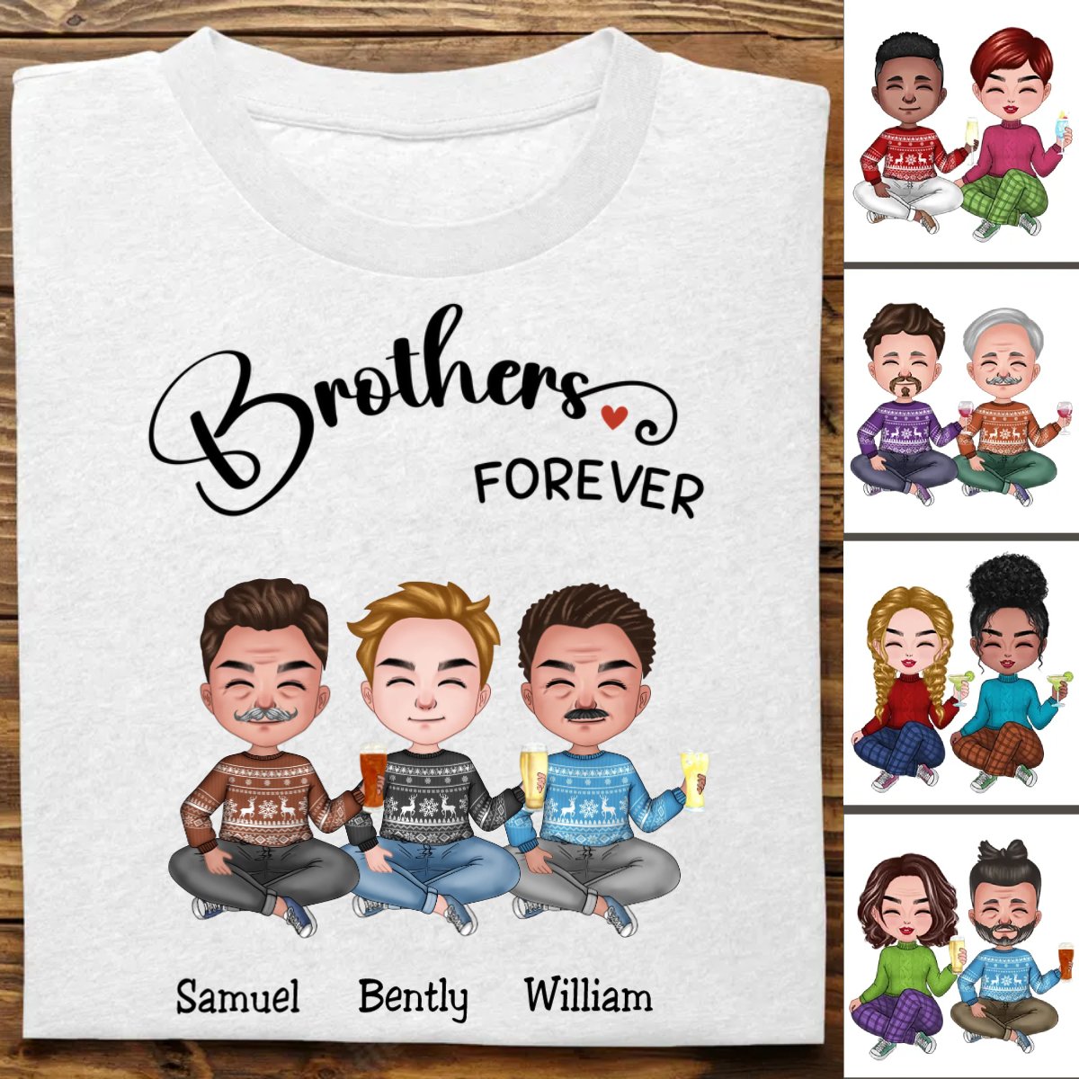 Brothers - Brothers Forever - Personalized T - Shirt (TB) - Makezbright Gifts