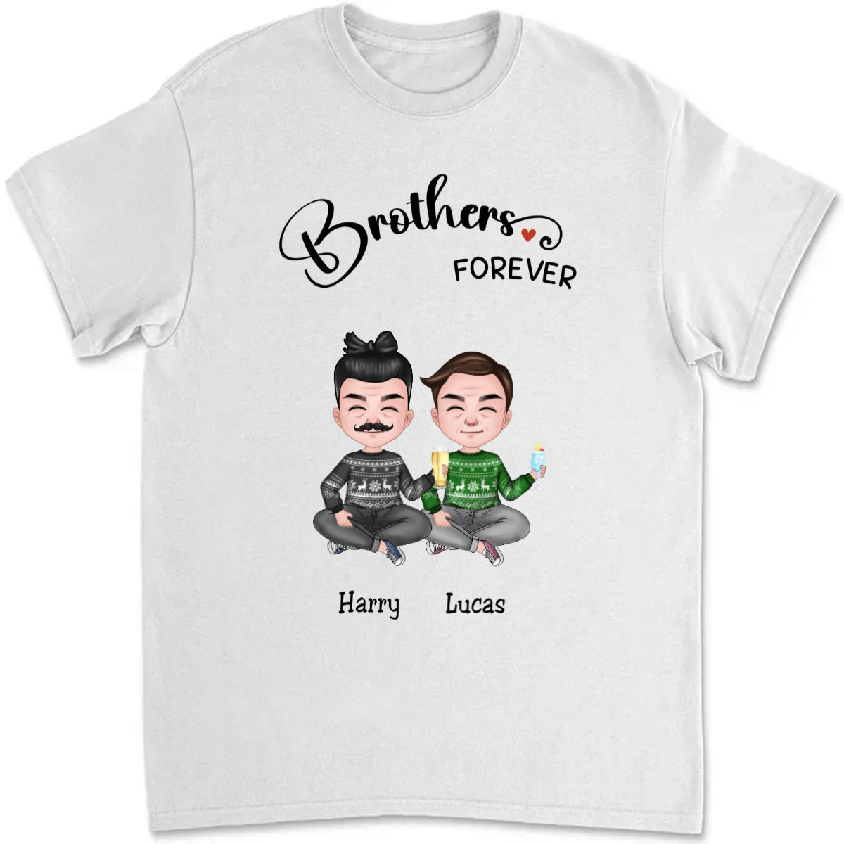 Brothers - Brothers Forever - Personalized T - Shirt (TB) - Makezbright Gifts