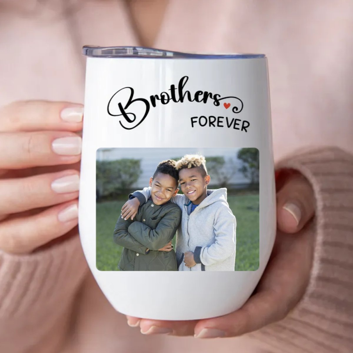 Brothers - Brothers Forever - Personalized Wine Tumbler (LH) - Makezbright Gifts