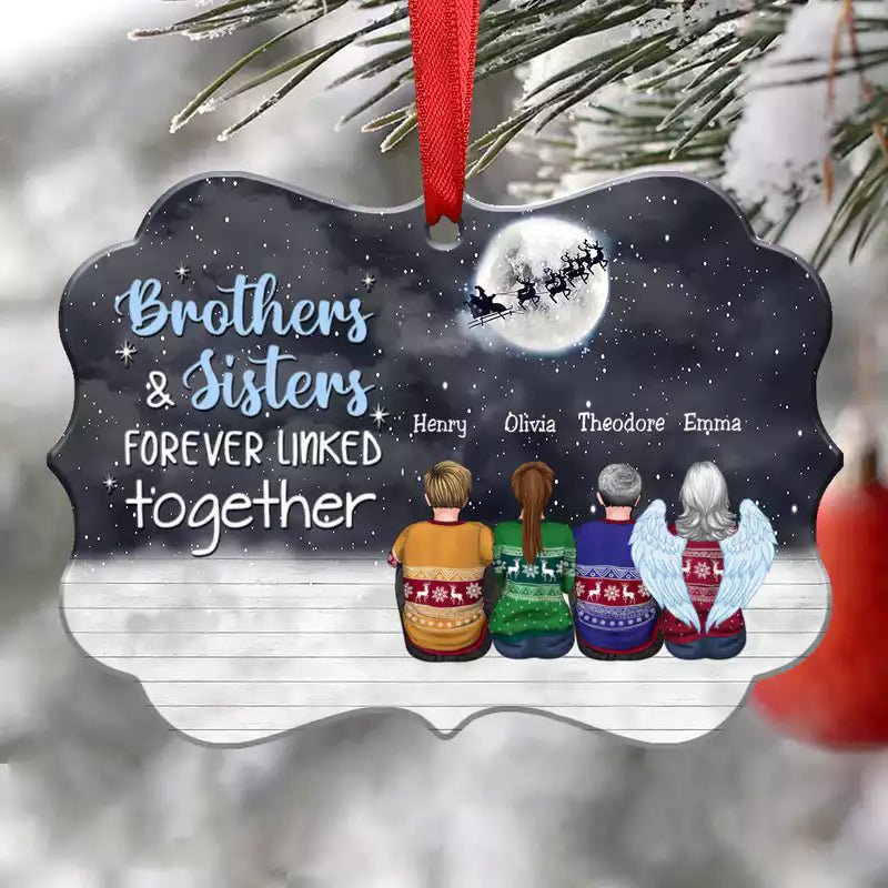 Brothers & Sister Forever Linked Together - Personalized Christmas Ornament (VER4) - Makezbright Gifts