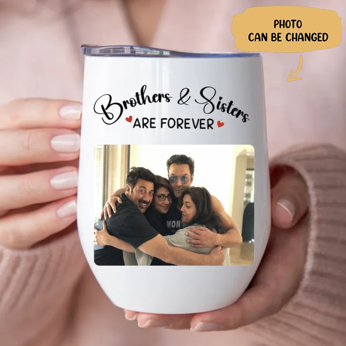 Brothers & Sisters - Brothers & Sisters Are Forever - Personalized Wine Tumbler (LH) - Makezbright Gifts