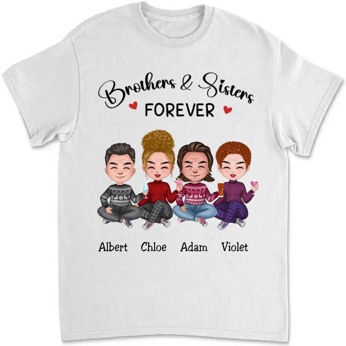 Brothers & Sisters - Brothers & Sisters Forever - Personalized T - Shirt (TB) - Makezbright Gifts