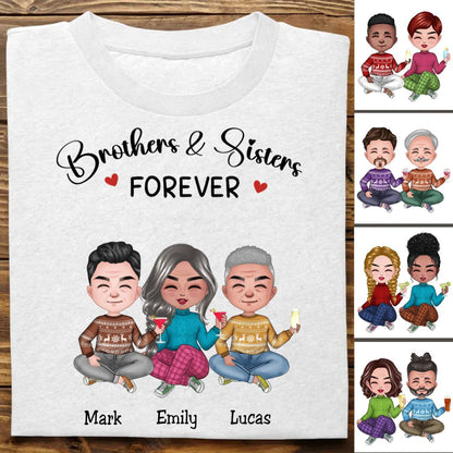 Brothers & Sisters - Brothers & Sisters Forever - Personalized T - Shirt (TB) - Makezbright Gifts