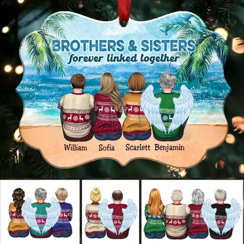 Brothers & Sisters Forever Linked Together - Personalized Christmas Ornament - Makezbright Gifts