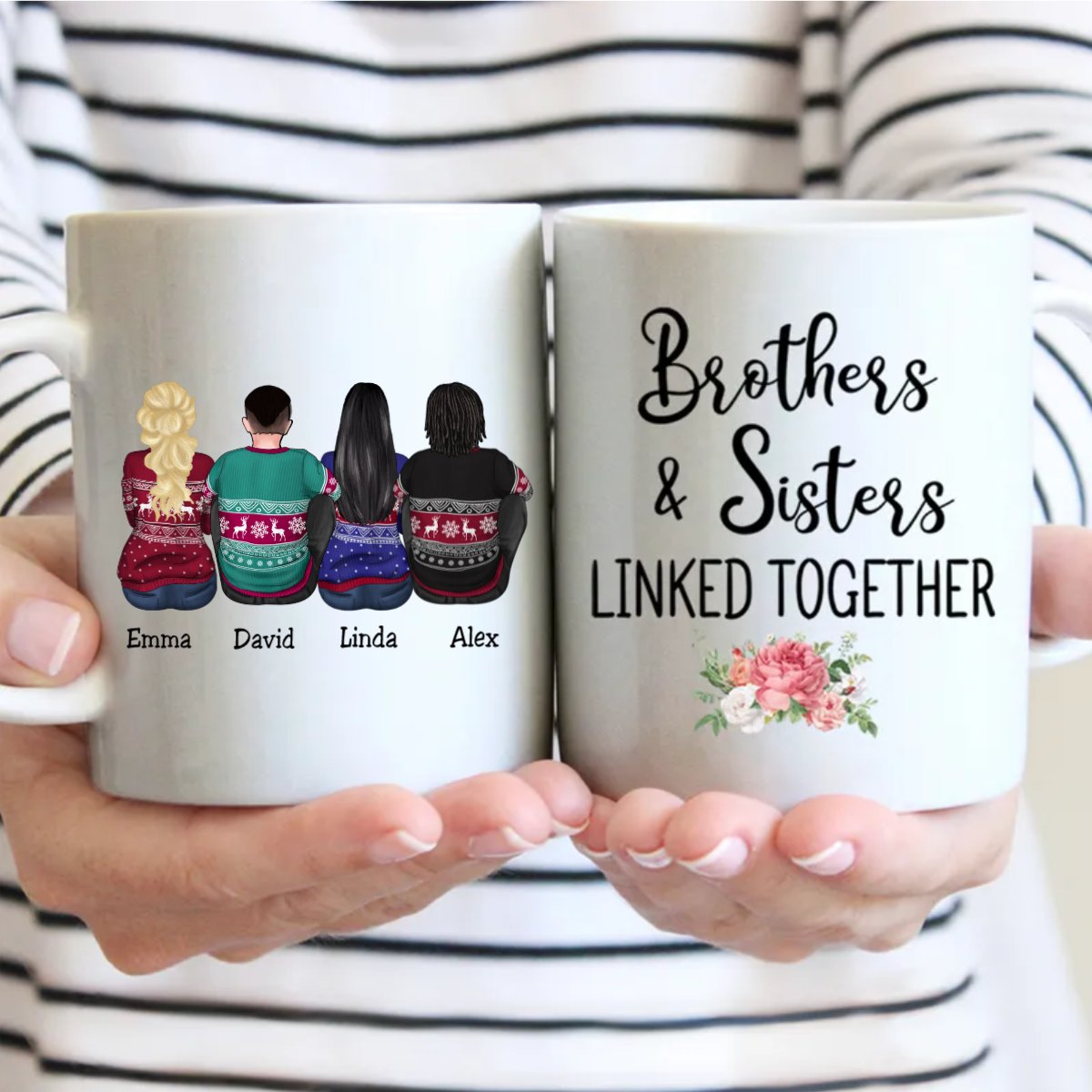 Brothers & Sisters Linked Together - Personalized Mug - Makezbright Gifts