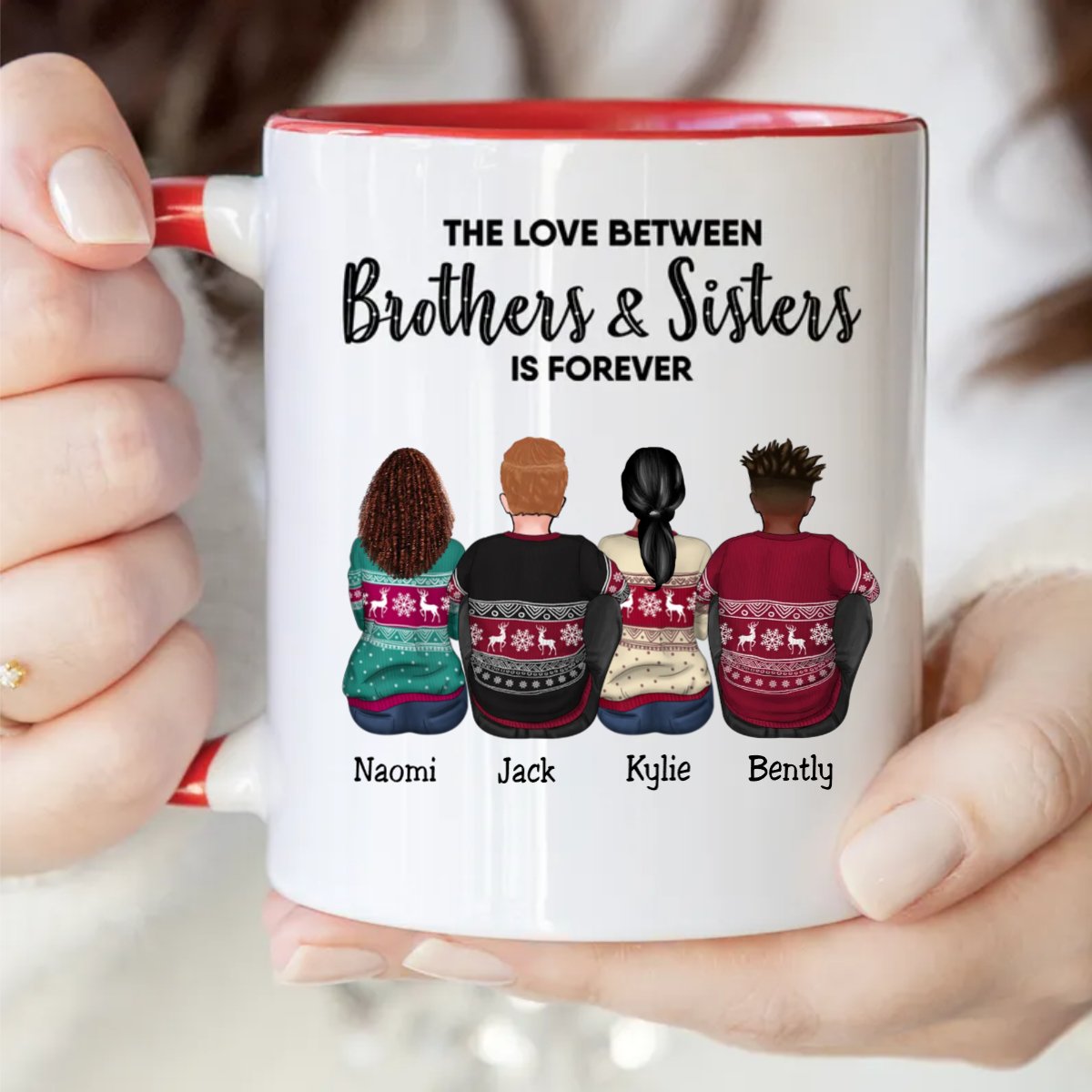 Brothers & Sisters - The Love Between Brothers & Sisters Is Forever - Personalized Accent Mug (TB) - Makezbright Gifts