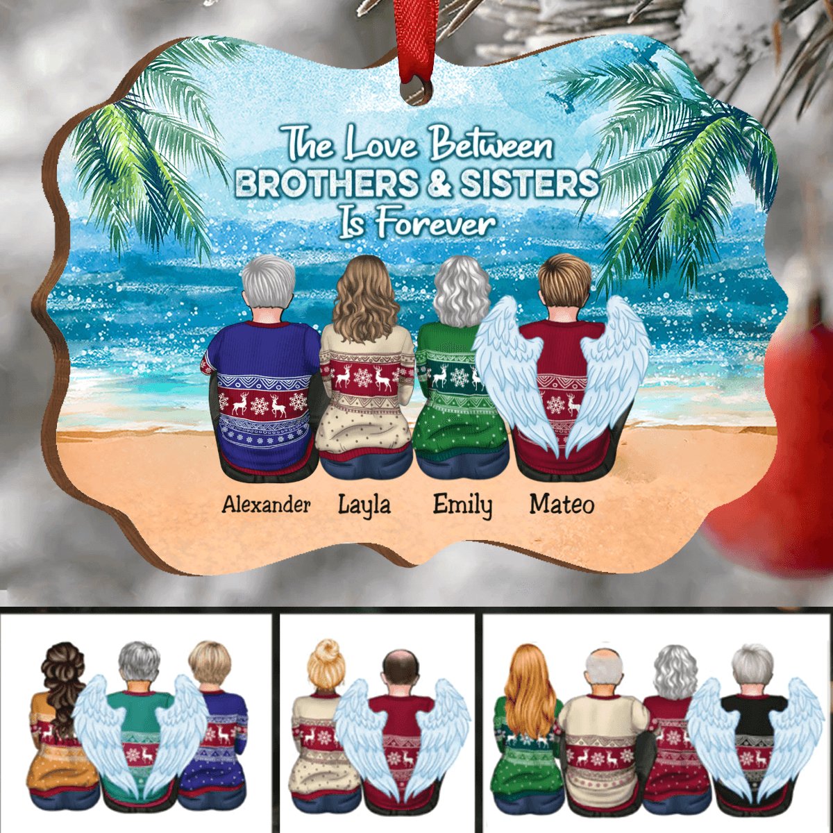 Brothers & Sisters - The Love Between Brothers & Sisters Is Forever - Personalized Acrylic Ornament - Makezbright Gifts