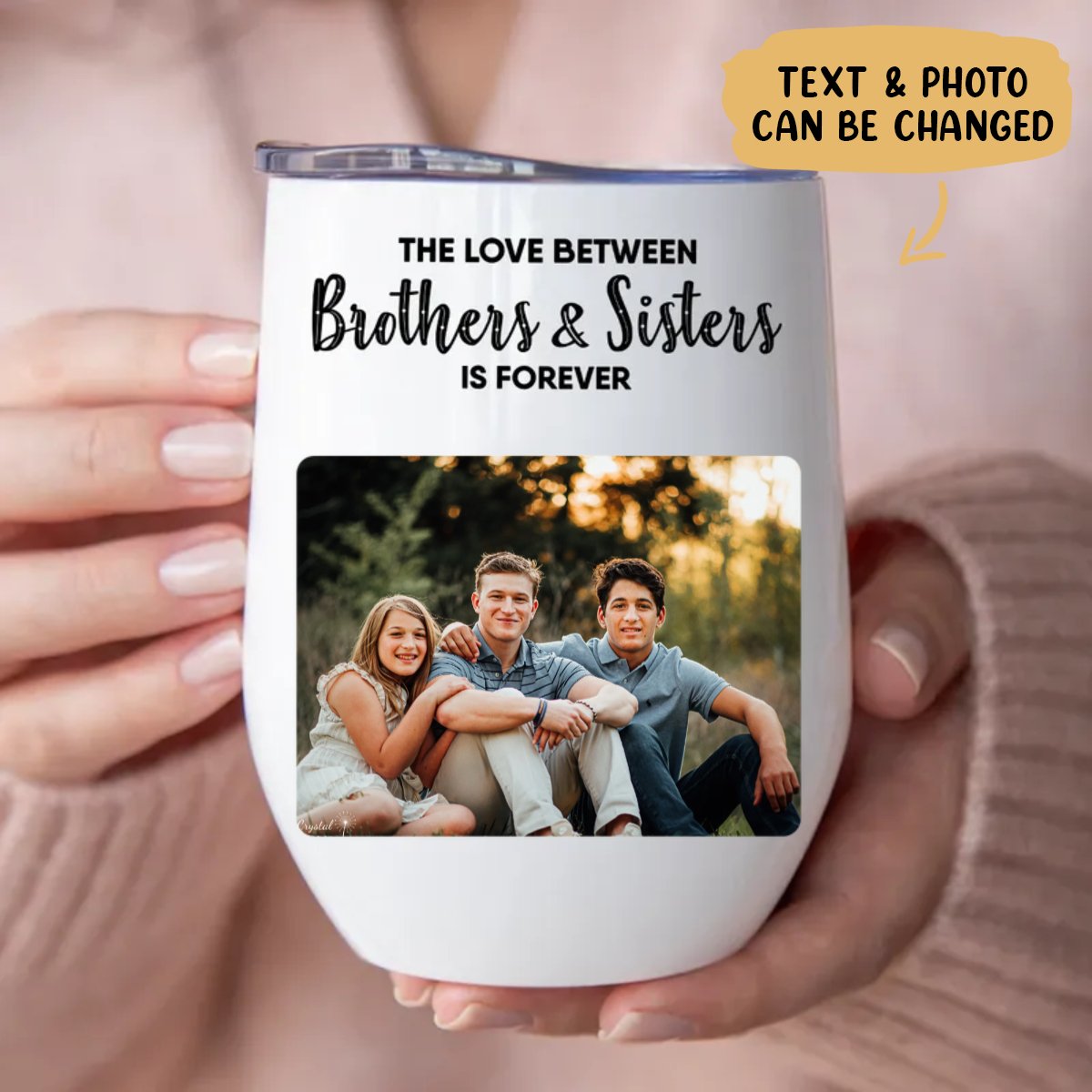 Brothers & Sisters - The Love Between Brothers & Sisters Is Forever - Personalized Wine Tumbler - Makezbright Gifts