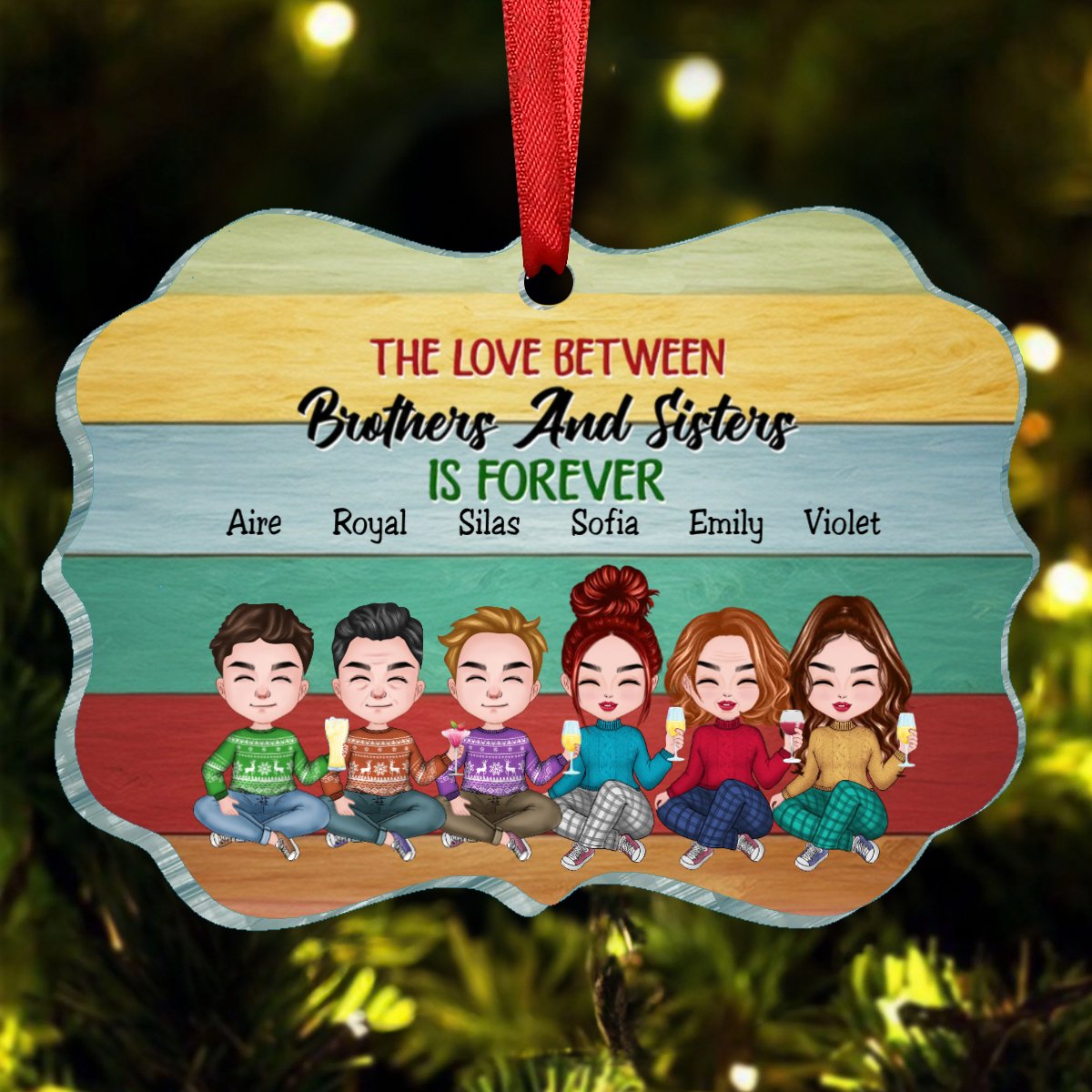 Brothers & Sisters - The Love Between Brothes & Sisters Is Forever - Personalized Ornament(NV) - Makezbright Gifts