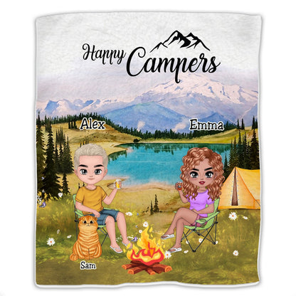 Campers - Happy Campers - Personalized Blanket - Makezbright Gifts