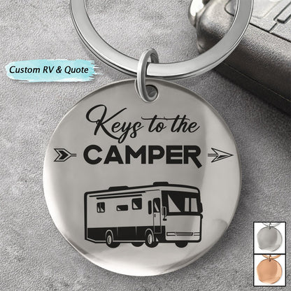 Camping Lovers - Keys To The Camper - Personalized Stainless Keychain - Makezbright Gifts