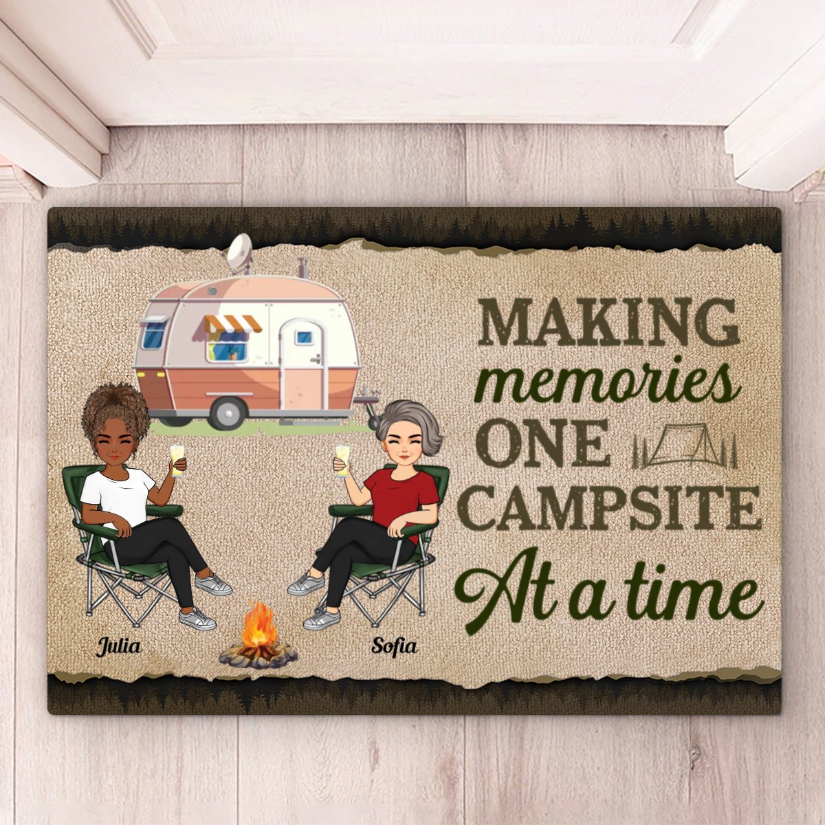 Camping Lovers - One Campsite At A Time - Personalized Doormat - Makezbright Gifts