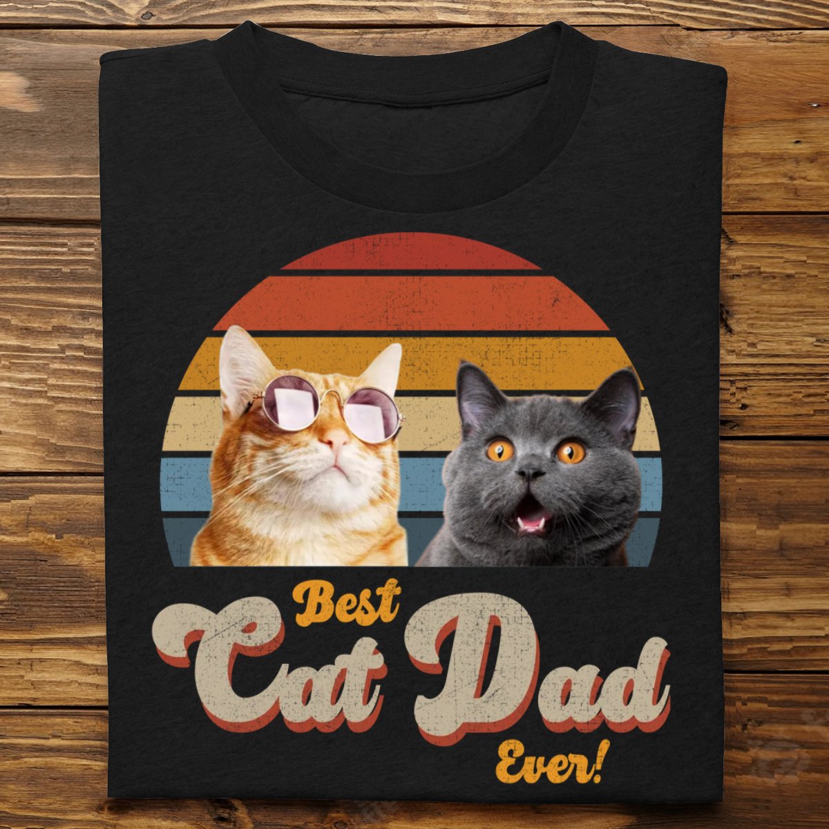 Cat Lover - Best Cat Dad Ever - Personalized T - shirt (LL) - Makezbright Gifts