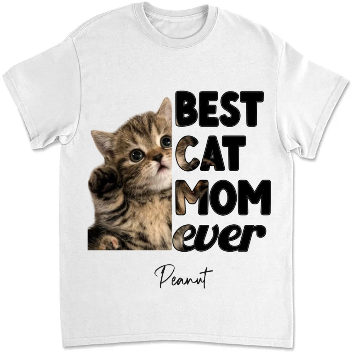 Cat Lovers - Best Cat Mom Ever - Personalized T - Shirt (HJ) - Makezbright Gifts