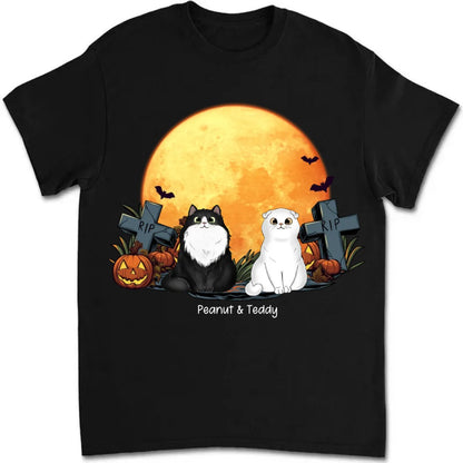 Cat Lovers - Cats In Moonlight Halloween - Personalized Unisex T - shirt - Makezbright Gifts