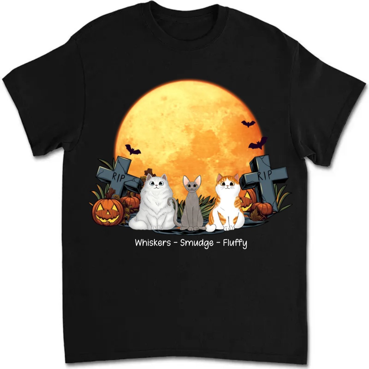 Cat Lovers - Cats In Moonlight Halloween - Personalized Unisex T - shirt - Makezbright Gifts