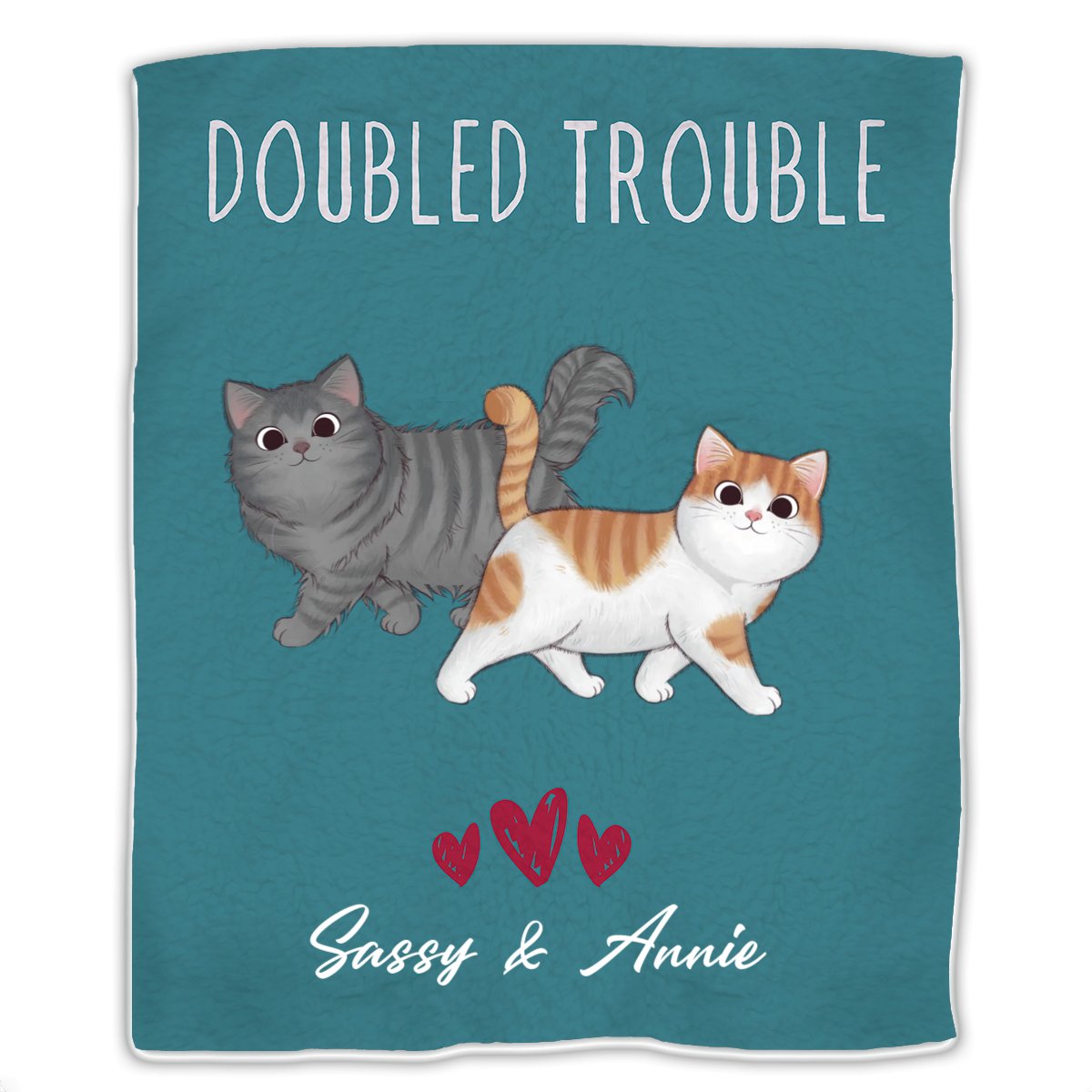 Cat Lovers - Double Trouble - Personalized Blanket - Makezbright Gifts