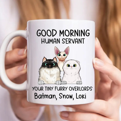 Cat Lovers - Good Morning Human Servant - Personalized Mug - Makezbright Gifts