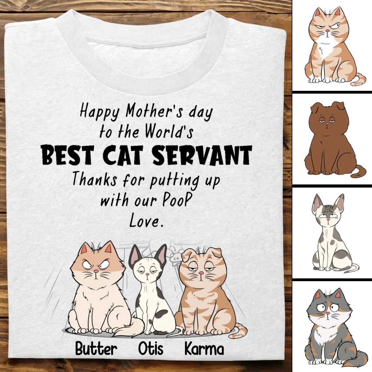 Cat Lovers - Happy Mother's Day To The World Best Cat Servant - Personalized Unisex T - shirt, Hoodie, Sweatshirt (TC) - Makezbright Gifts