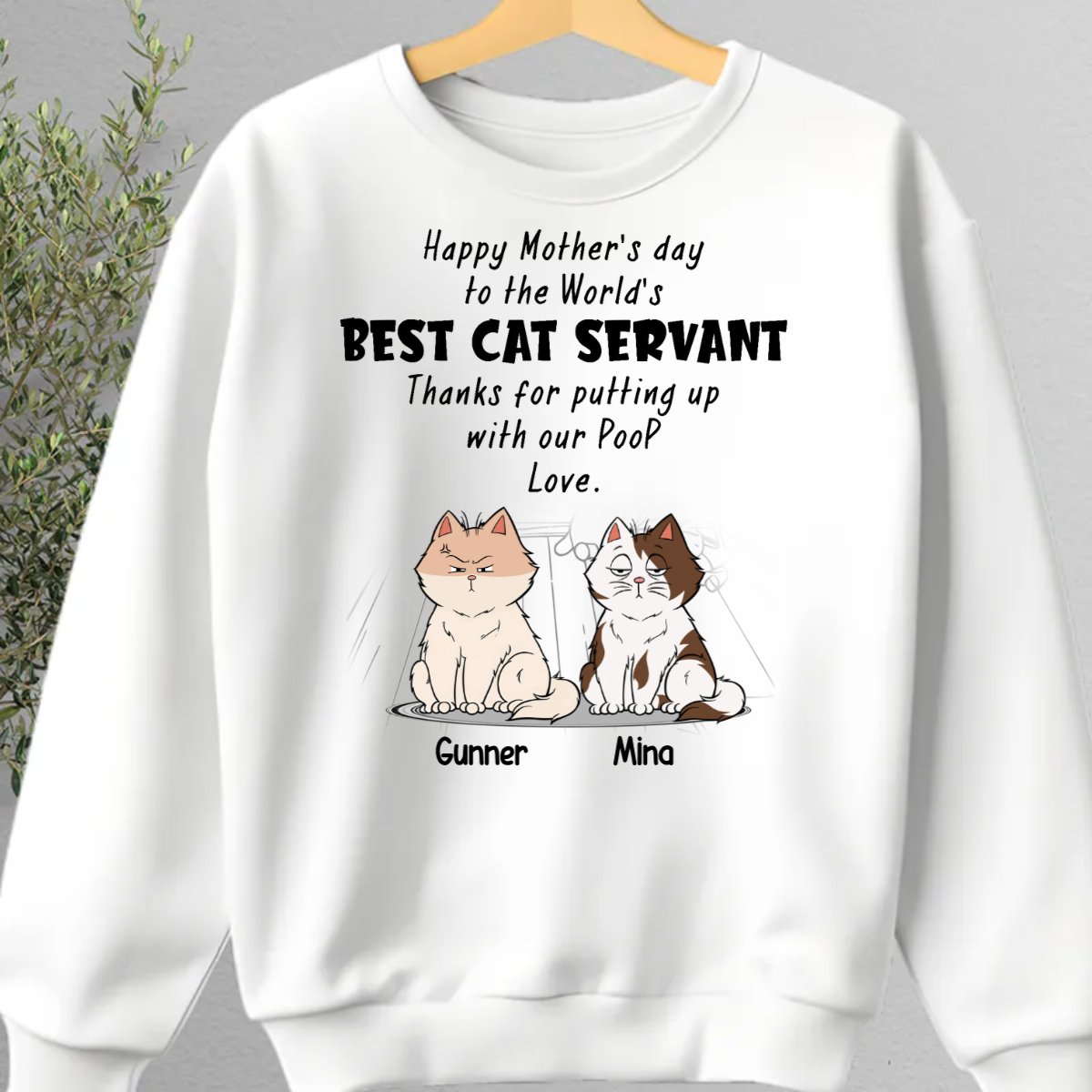 Cat Lovers - Happy Mother's Day To The World Best Cat Servant - Personalized Unisex T - shirt, Hoodie, Sweatshirt (TC) - Makezbright Gifts