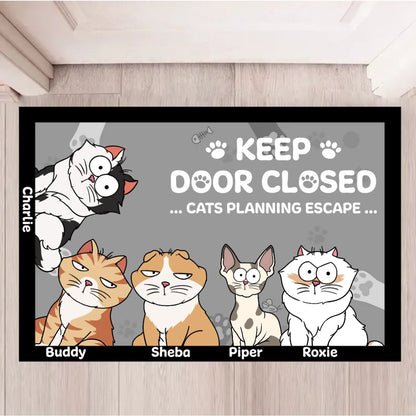 Cat Lovers - Keep Door Closed - Personalized Doormat - Makezbright Gifts