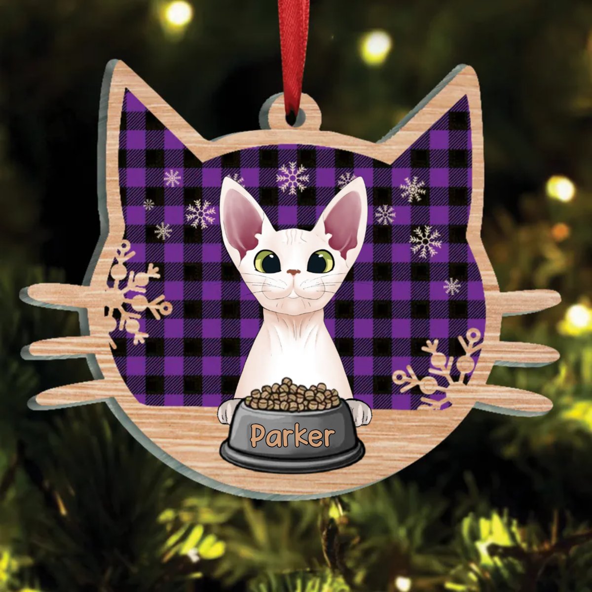 Cat Lovers - Meowy Christmas - Personalized Circle Ornament - Makezbright Gifts