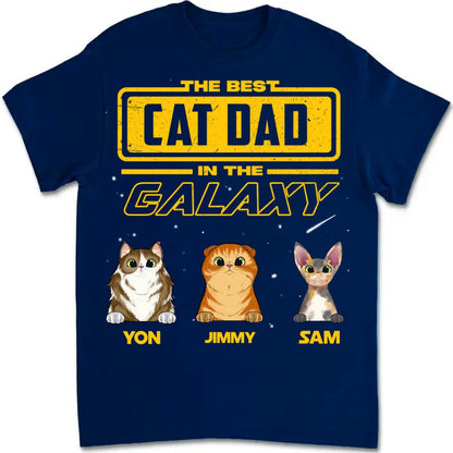 Cat Lovers - The Best Cat Dad In The Galaxy - Personalized T - shirt - Makezbright Gifts