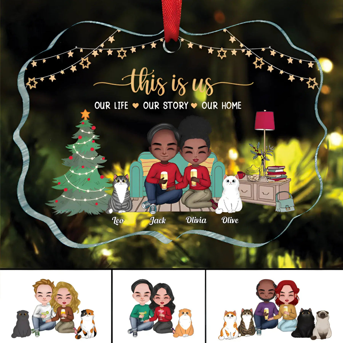 Cat Lovers - This Is Us Our Life Our Story Our Home - Personalized Ornament - Makezbright Gifts