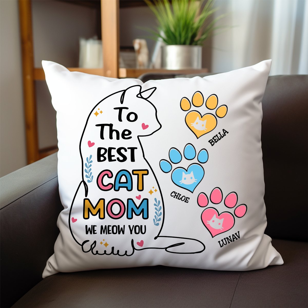 Cat Lovers - To The Best Cat Mom - We Meow You - Personalized Pillow TR - Makezbright Gifts