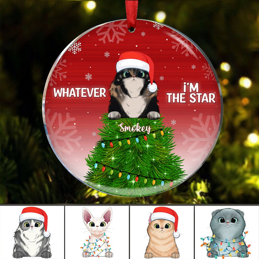 Cat Lovers - Whatever I'm The Star - Personalized Circle Ornament - Makezbright Gifts