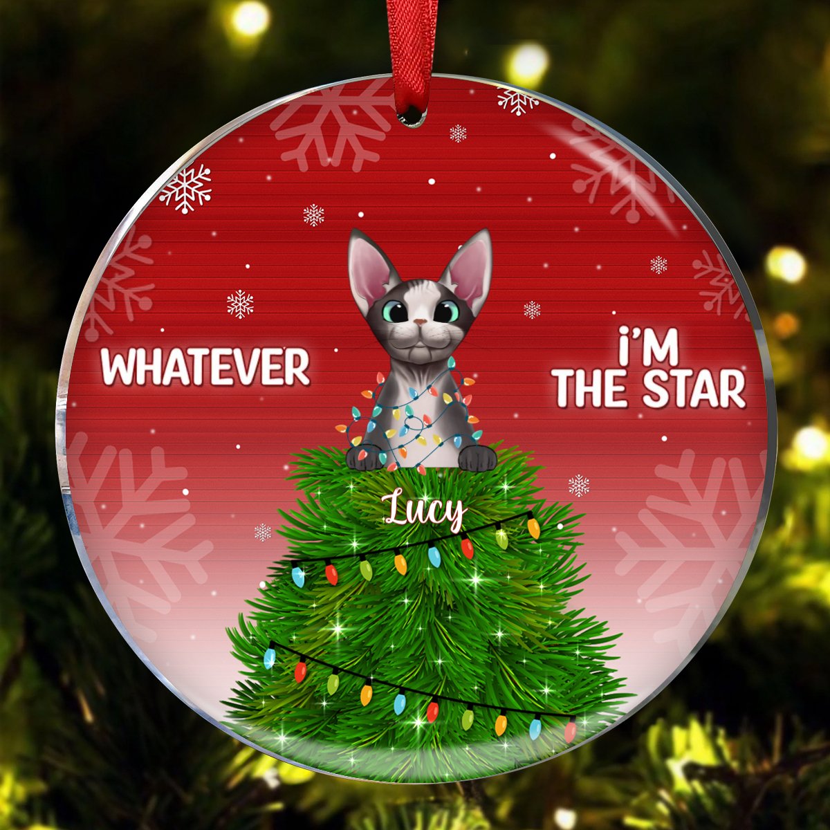 Cat Lovers - Whatever I'm The Star - Personalized Circle Ornament - Makezbright Gifts