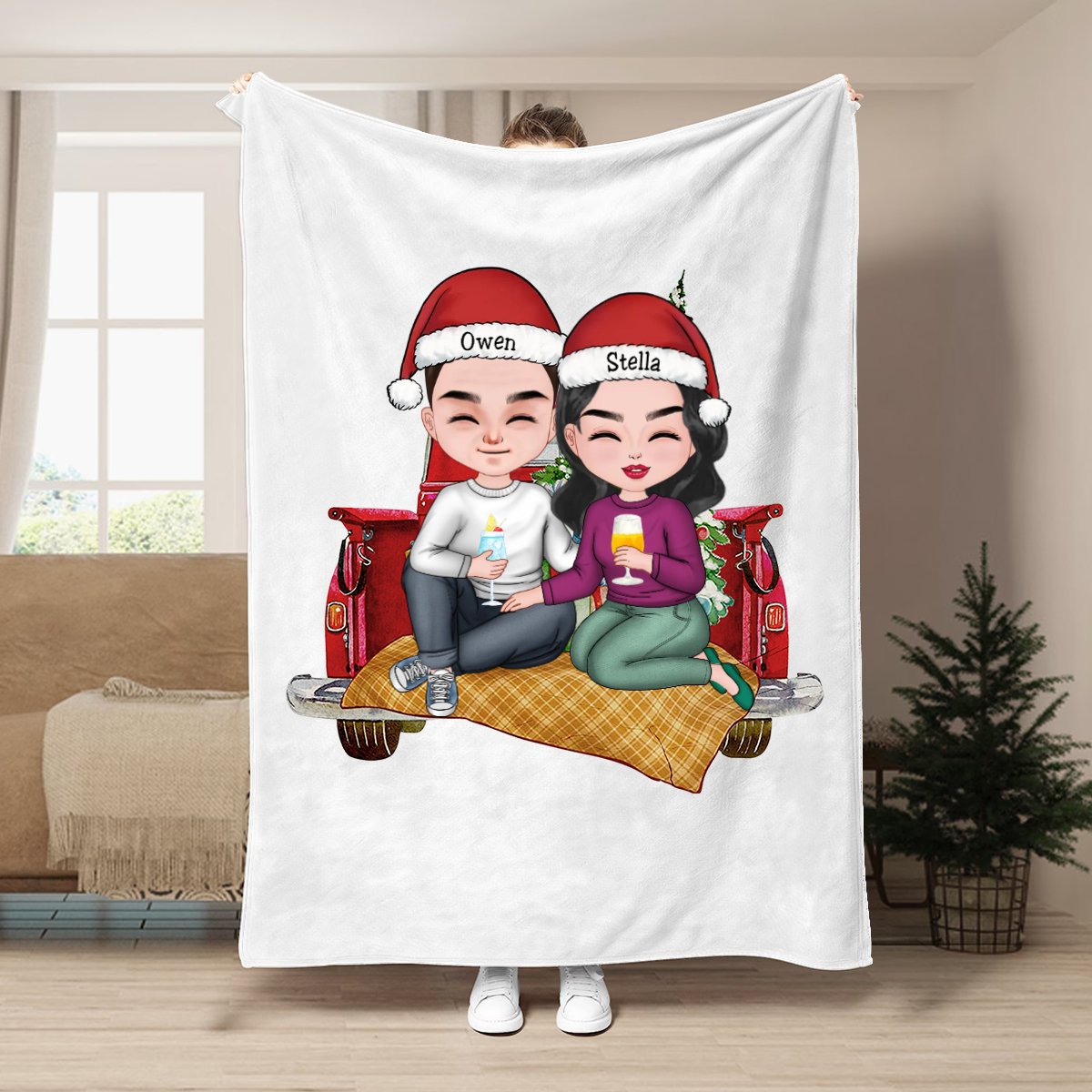 Couple - All I Want For Christmas Is You - Personalized Blanket (NM) - Makezbright Gifts