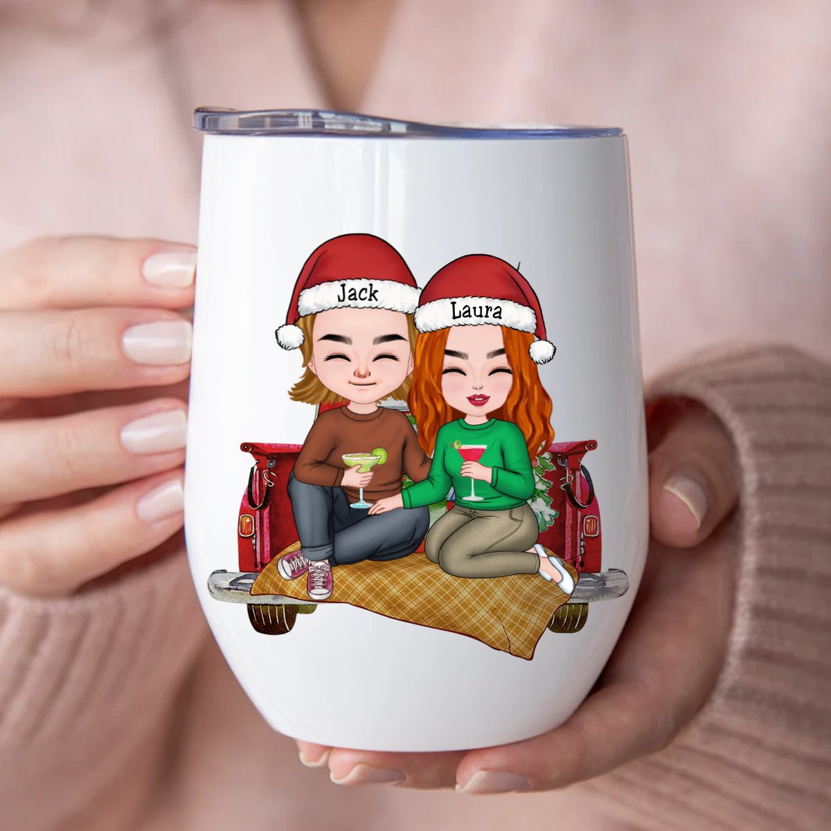 Couple - All I Want For Christmas Is You - Personalized Wine Tumbler (NM) - Makezbright Gifts