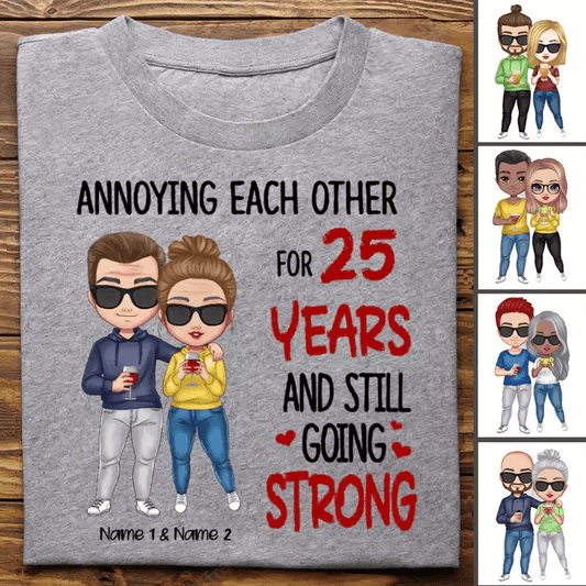 Couple - Annoying Each Other - Personalized T - shirt - Gift For Husband Wife - Cartoon Couple - Makezbright Gifts