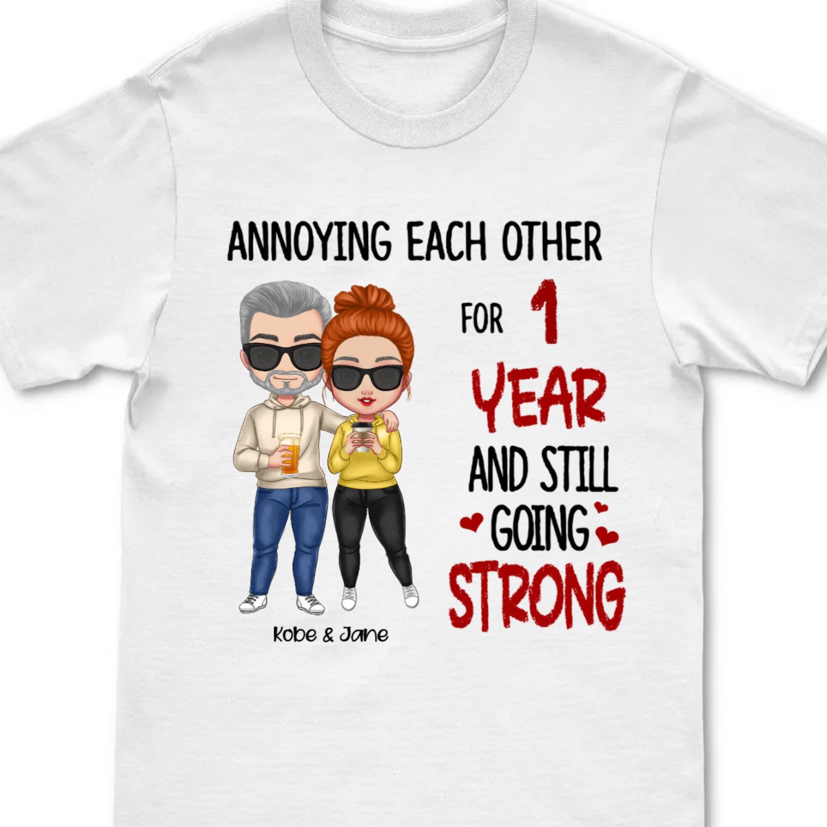 Couple - Annoying Each Other - Personalized T - shirt - Gift For Husband Wife - Cartoon Couple - Makezbright Gifts