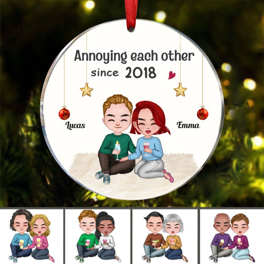 Couple - Annoying Each Other Since - Personalized Circle Ornament - Makezbright Gifts