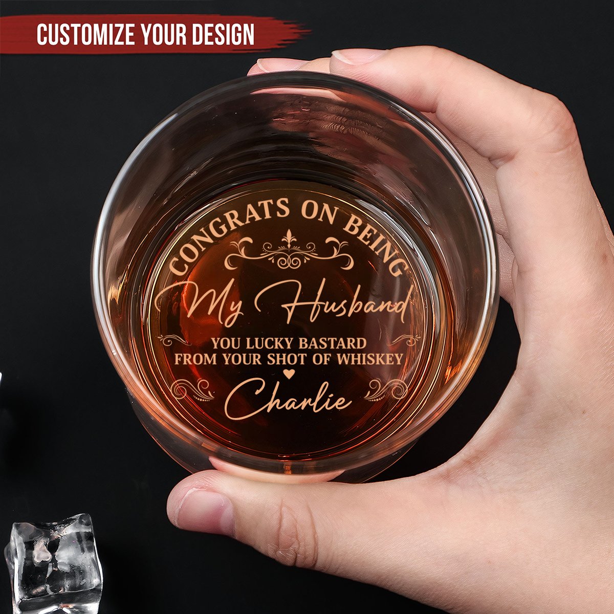 Couple - Congrats On Being My Boyfriend - Personalized Engraved Whiskey Glass - Makezbright Gifts