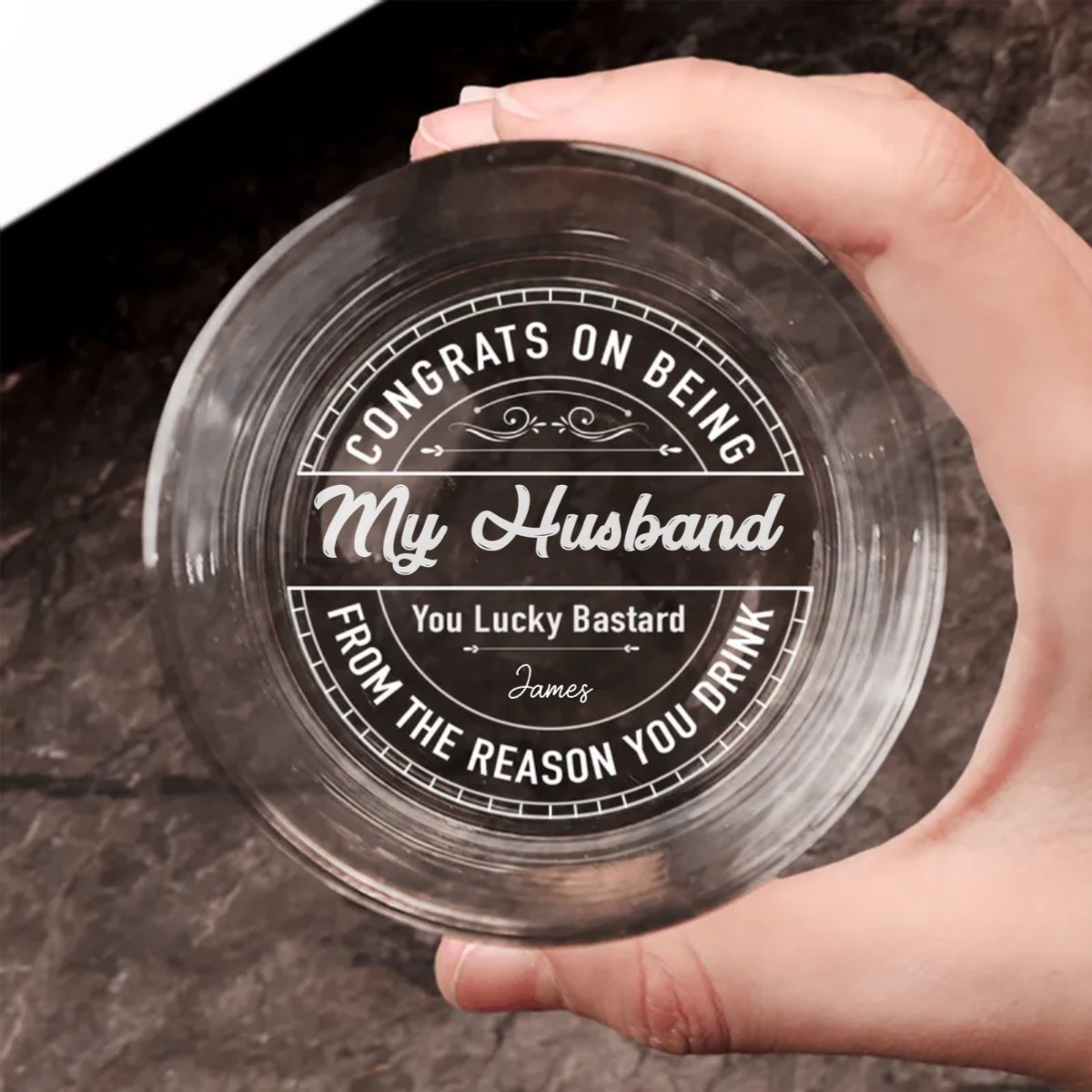 Couple - Congrats On Being My Husband From Your Wifey - Personalized Engraved Whiskey Glass - Makezbright Gifts